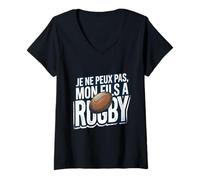Donna Non Posso, Mio Figlio Gioca a Rugby Maglietta con Collo a V