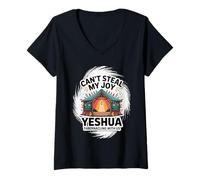 Donna Non Posso rubare la mia Gioia Yeshua Tabernacolo con Noi/Sukkot Maglietta con Collo a V
