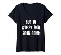 Donna Non Preoccuparti Mon Soon Come Maglietta con Collo a V