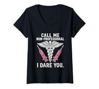Donna Non Professionale I Dare You Nurse Statement Graphic Maglietta con Collo a V