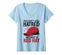 Donna Non puoi Scrivere odio Senza Cappello Rosso Maglietta con Collo a V