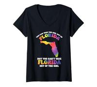 Donna Non puoi togliere la Florida dalla ragazza per le vacanze Tie Dye Maglietta con Collo a V
