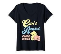 Donna Non Riesco a Resistere a Gatti Kawaii Pastello Maglietta con Collo a V