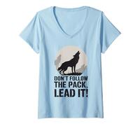 Donna Non seguire il branco Lead It Wolf Maglietta con Collo a V