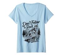 Donna Non seguire il branco Lead It Wolf Maglietta con Collo a V