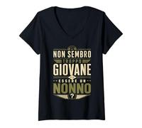 Donna Non Sembro Troppo Giovane per Essere Un Nonno Divertente Maglietta con Collo a V