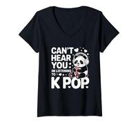 Donna Non SENTIRTI STO ASCOLTO K Pop Panda Boba KPOP Maglietta con Collo a V