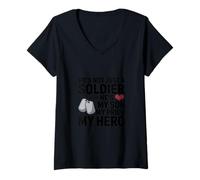 Donna Non Solo Soldato Lui Figlio Orgoglio Maglietta con Collo a V