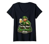 Donna Non Sono Basso, Sono Leprechaun Size Irish Pub Pride Maglietta con Collo a V