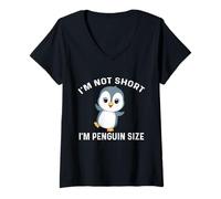 Donna Non sono basso Sono un simpatico amante dei pinguini taglia pinguino Maglietta con Collo a V