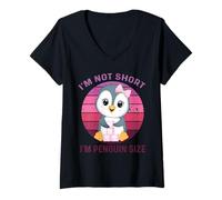 Donna Non sono basso Sono un simpatico amante dei pinguini taglia pinguino Maglietta con Collo a V