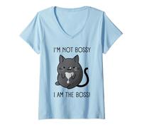 Donna Non Sono Bossy Sono Il Boss Funny Sarcastic Cat Maglietta con Collo a V
