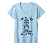 Donna Non Sono Come Le lontre Divertente Gioco di Parole introverso Maglietta con Collo a V