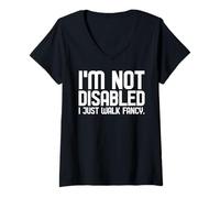 Donna Non Sono disabile, Mi limito a Camminare, Fancy White Cane Safety Day Maglietta con Collo a V