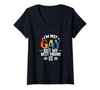 Donna Non sono gay ma il mio migliore amico è Maglietta con Collo a V