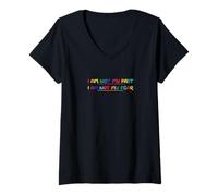 Donna Non Sono Il Mio Passato Positivo affermazione Rainbow Typography Maglietta con Collo a V
