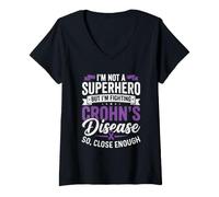 Donna Non Sono Un Supereroe ma STO combattendo la malattia di Crohn Maglietta con Collo a V