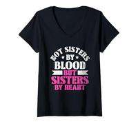 Donna Non sorelle di sangue ma sorella di cuore Friendship Day BFF Maglietta con Collo a V
