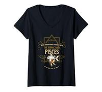 Donna Non Sottovalutare mai Una Donna con Il Segno Zodiacale Pisces Pesce Maglietta con Collo a V