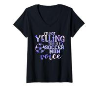 Donna Non STO urlando Questa è la mia Voce di Mamma di Calcio Maglietta con Collo a V