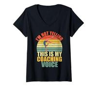 Donna Non STO urlando Questo è Il Mio Coaching Voice Gymnastics Coach Maglietta con Collo a V