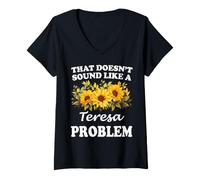 Donna Non Suona Come Una Ragazza Girasole con Problemi di Teresa Maglietta con Collo a V