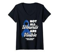 Donna Non Tutte Le ferite Sono visibili sulla malattia di Fabry Supporto alla consapevolezza Maglietta con Collo a V