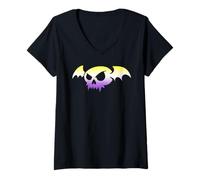 Donna Nonbinary Bat Vampire Skull Enby Pride Flag Goth Halloween Maglietta con Collo a V