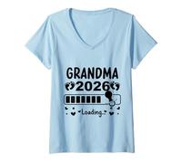 Donna Nonna 2026 Viene Caricato Neonato Felicità Nonna Maglietta con Collo a V