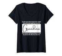 Donna Nonna Cuore Parole Loving Grandma Typography Design Maglietta con Collo a V