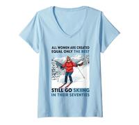 Donna Nonna Mamma Ancora Ancora Sci negli Anni Settanta Vecchio Donne Sciatore Maglietta con Collo a V