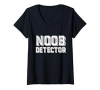 Donna Noob Detector Gaming Meme Online Multiplayer Gamer Noobs Maglietta con Collo a V