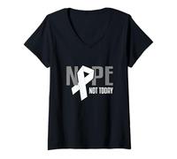 Donna Nope Not Today, Nastro di Supporto Bianco per Cancro ai polmoni Maglietta con Collo a V