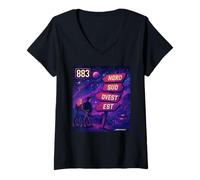 Donna Nord Sud Ovest Est 883 Tee Maglietta con Collo a V
