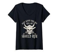 Donna Nordic Viking: That Which Does Not Kill Me Should Run Maglietta con Collo a V
