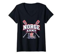 Donna Norge Army Norvegia Viking Rowing Crew Team Norwegian Pride Maglietta con Collo a V