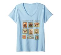 Donna North American Wildlife T -Shirt Vintage Anni '90 Retrò Maglietta con Collo a V