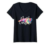 Donna North Carolina Tie Dye Maglietta con Collo a V