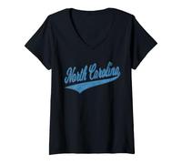 Donna North Carolina Varsity Script Maglia Sportiva NC Style Maglietta con Collo a V