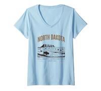 Donna North Dakota ancora respiro infinito pianura Maglietta con Collo a V