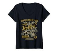 Donna North Olmsted OH Hotrod - Design Vintage per Auto e Moto Maglietta con Collo a V