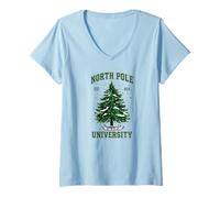 Donna North Pole University Christmas Tees Decor And More Maglietta con Collo a V