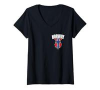 Donna Norvegia Bandiera Norvegese Oslo Scandinavia Fiordi norvegesi vichinghi Maglietta con Collo a V