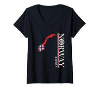 Donna Norvegia - Coordinate del Cerchio Polare - Bandiera della Mappa Norvegese Maglietta con Collo a V