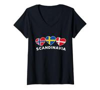Donna Norvegia Svezia Danimarca Scandinavia Maglietta con Collo a V