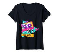 Donna Nostalgico anni '90 Maglietta con Collo a V