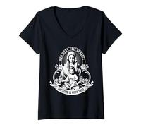 Donna Nostra Beata Madre Rosario Cattolico Ave Maria Piena di Grazia Maglietta con Collo a V
