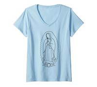 Donna Nostra Signora di Guadalupe Cattolica Nuestra Senora de Guadalupe Maglietta con Collo a V