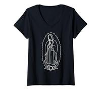 Donna Nostra Signora di Guadalupe Cattolica Nuestra Senora de Guadalupe Maglietta con Collo a V