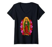 Donna Nostra Signora Vergine De Guadalupe Santa Vergine Maria Maglietta con Collo a V